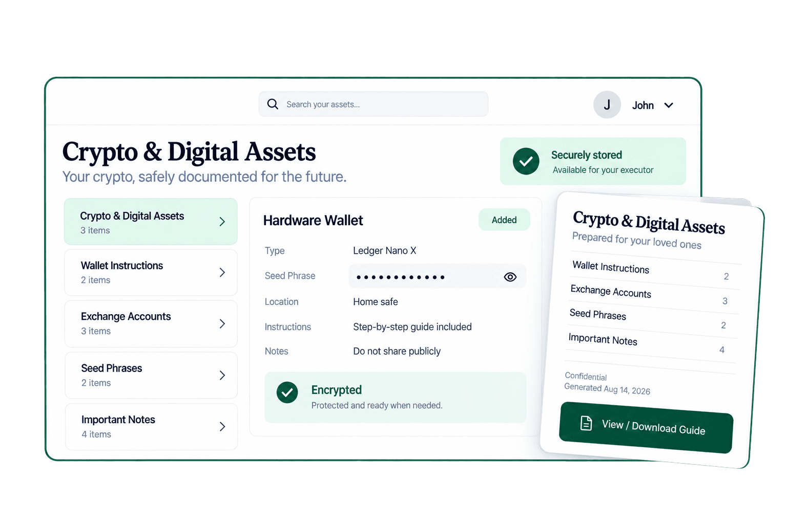 A hardware wallet does not care about a death certificate.